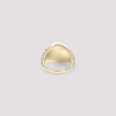 Casablanca Pearl Signet Ring Laurel Detailing In Gold