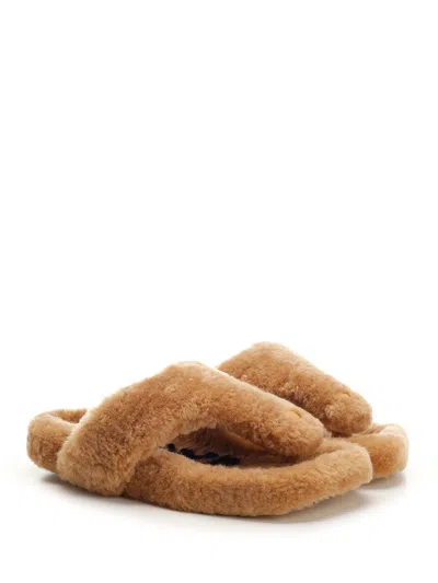 Loewe Shearling Ease Toe Sandal Scarpe Basse Beige