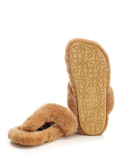 Loewe Shearling Ease Toe Sandal Scarpe Basse Beige