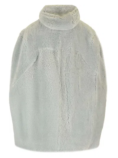 Rick Owens Shearling Vest Dresses Light Blue In White