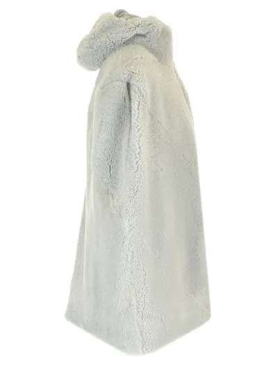 Rick Owens Shearling Vest Dresses Light Blue In White