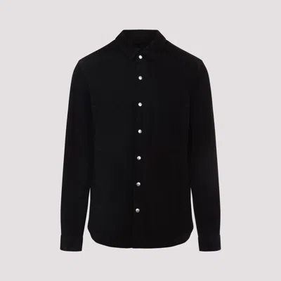 Rick Owens Leather Outershirt With Pockets And Collar