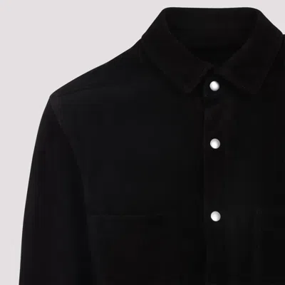 Rick Owens Leather Outershirt With Pockets And Collar