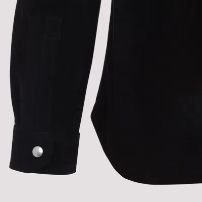 Rick Owens Leather Outershirt With Pockets And Collar