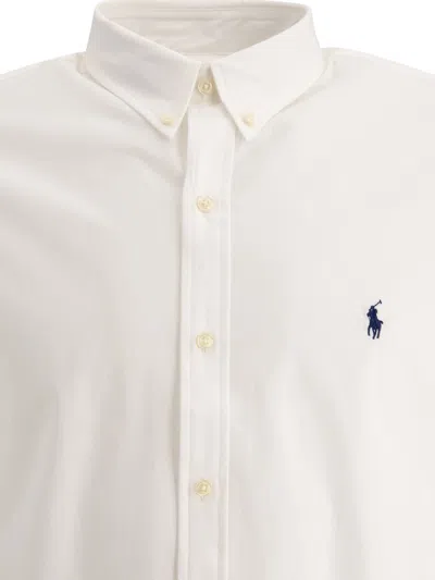 Polo Ralph Lauren White Shirt With Button-down Colllar And Pony Embroidery On The Front In White