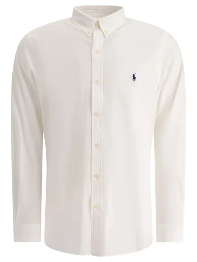 Polo Ralph Lauren White Shirt With Button-down Colllar And Pony Embroidery On The Front In White