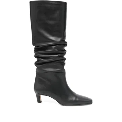 Alohas 50mm Kalila Slouch Calf Leather Boots In Black