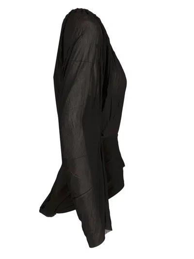 Rick Owens Short Hooded Tunic Jackets Black In Black