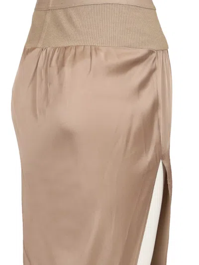 Rick Owens Side Slit Long Skirt Jackets Beige
