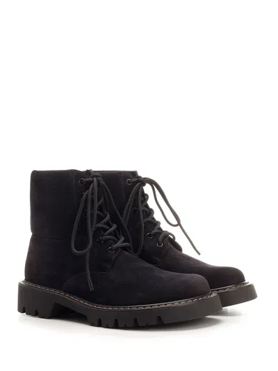 Loewe Sierra Combat Ankle Boot In Suede Boots Black