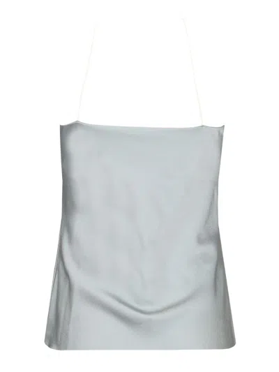 Chloé Silk An Lace Tank Top Tops Light Blue In Gray