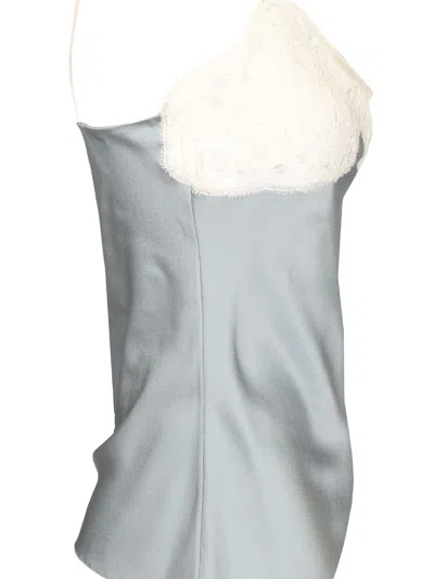 Chloé Silk An Lace Tank Top Tops Light Blue In Gray