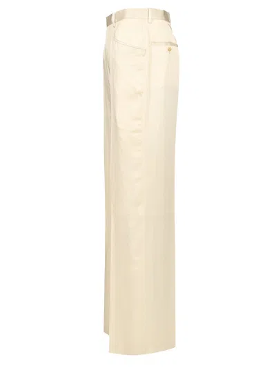 Rick Owens Silk Charmeuse Trousers White In Neutral
