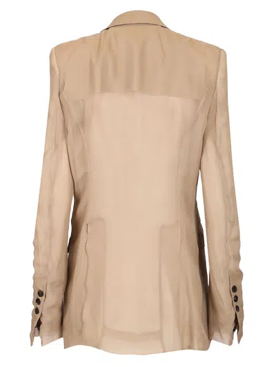 Rick Owens Silk Chiffon Blazer Jackets Beige In Neutral