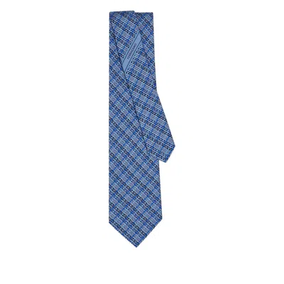 Ferragamo Gancini Chain Print Silk Tie Ties And Bow Ties Blue In Blue