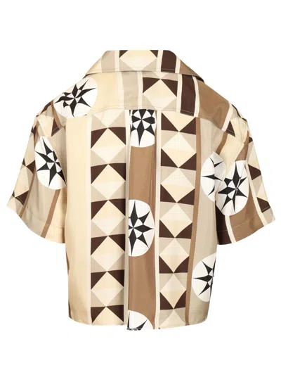 Loewe Silk Twill Shirt Shirts Beige In Neutral