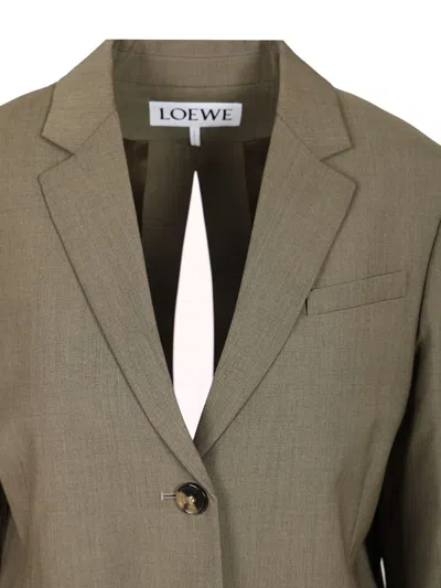 Loewe Womens Khaki Green Split-back Single-breasted Wool Blazer In Green
