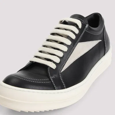 Rick Owens Women Black Low Top Sneakers With Contrasting Stitching In Leather Woman