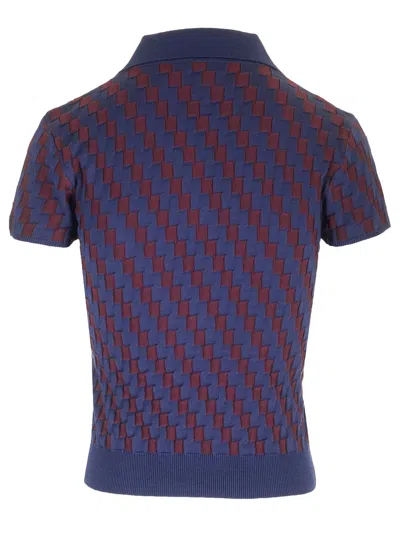 Loewe Stretch Cotton Polo Shirt Knitwear White In Blue