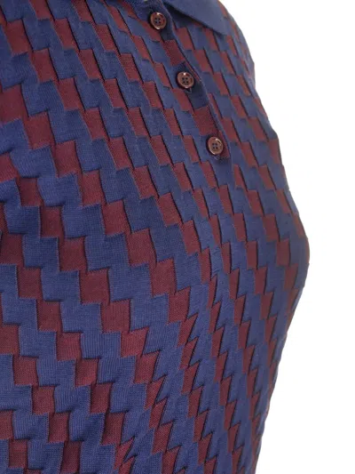 Loewe Stretch Cotton Polo Shirt Knitwear White In Blue