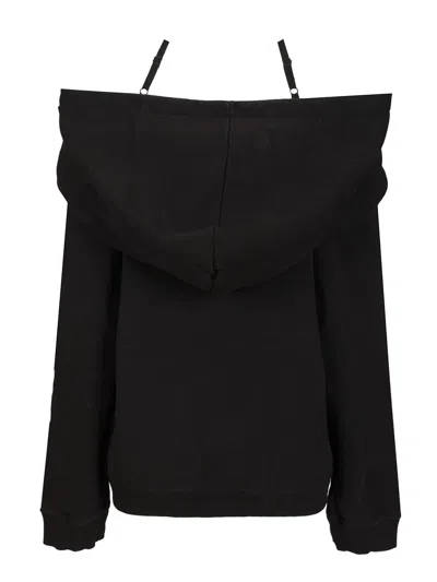 Mm6 Maison Margiela Mm6 By Maison Margiela Off-the-shoulder Cotton Sweatshirt In Black