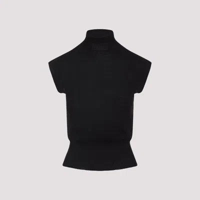 Rick Owens Short Sleeves Turtle Neck Top In Black