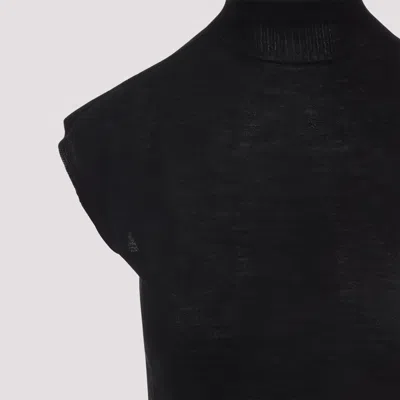 Rick Owens Short Sleeves Turtle Neck Top In Black