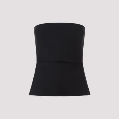 Rick Owens Strapless Black Top With Fitted Bodice And Flared Hem In Black
