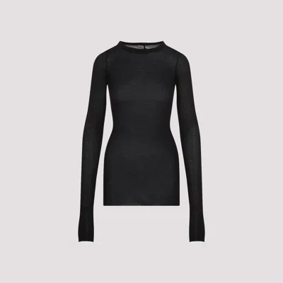 Rick Owens Ribbed Long-sleeve Top With Signature Back Stitching