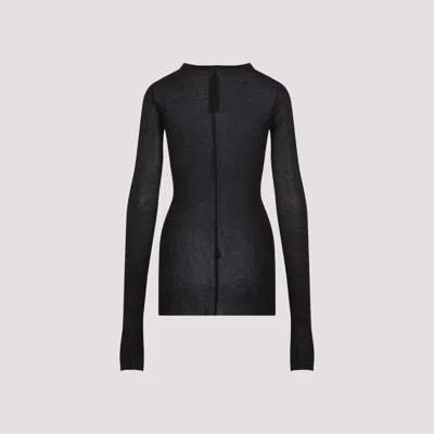 Rick Owens Ribbed Long-sleeve Top With Signature Back Stitching