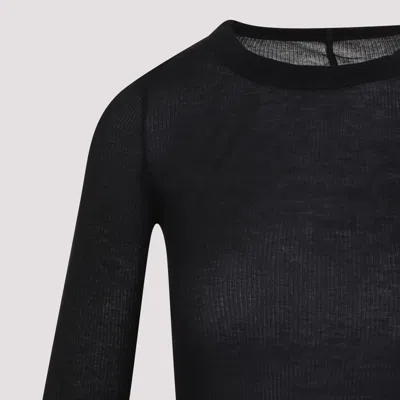 Rick Owens Ribbed Long-sleeve Top With Signature Back Stitching