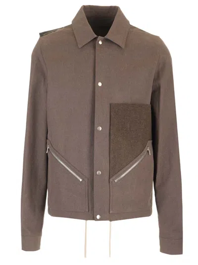 Rick Owens Tour Snap Front Jacket Knitwear Brown In Brown