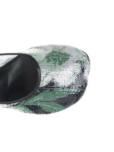 Loewe Mesh Toy Pumps With Embellished Floral Pattern In Green