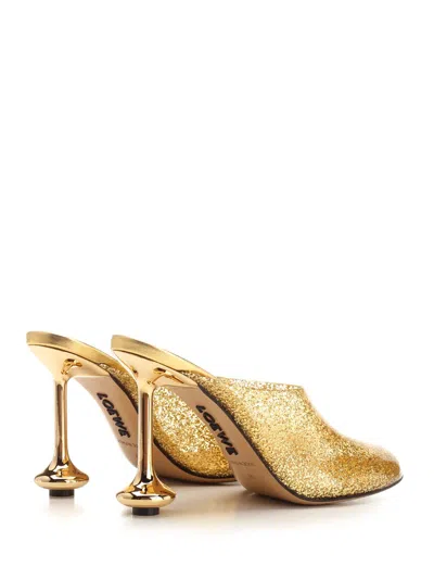 Loewe Toy Mules In Gold