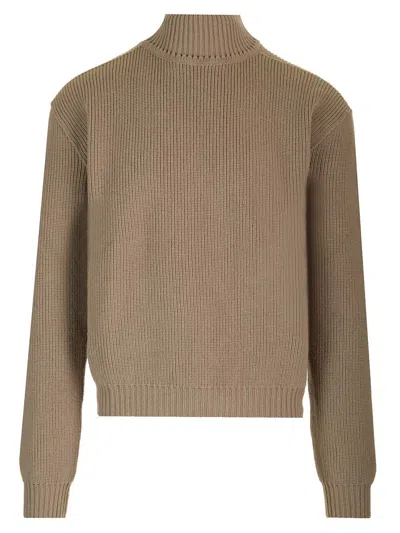 Rick Owens Turtleneck Sweater Knitwear Beige In Brown