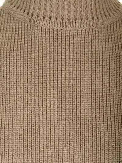 Rick Owens Turtleneck Sweater Knitwear Beige In Brown
