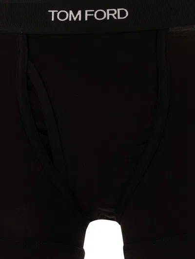 Tom Ford Pack Of 2 Logo Cotton Boxer Briefs In Black