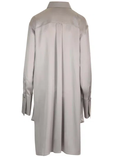 Loewe Unstructured Silk Shirtdress Dresses Grey In Neutral