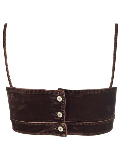 Loewe Velvet Denim Strappy Top In Brown
