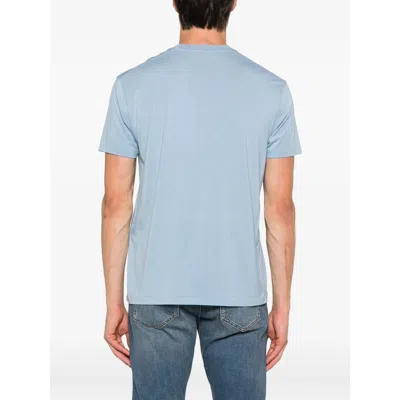 Tom Ford Crew Neck Cotton Blend T-shirt In Blue