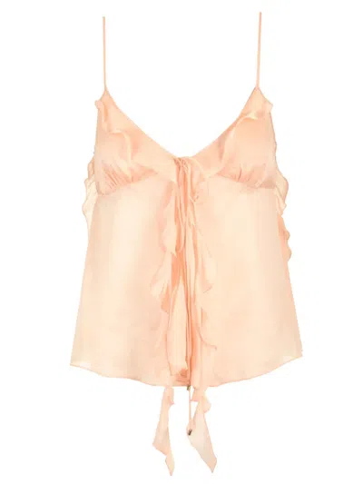 Chloé Flowy Silk Top With Ruffle And Tie
