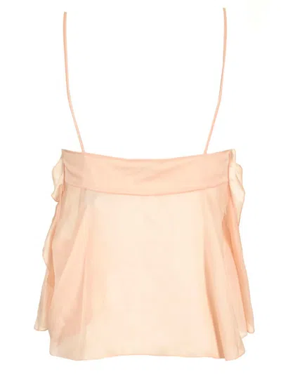 Chloé Flowy Silk Top With Ruffle And Tie