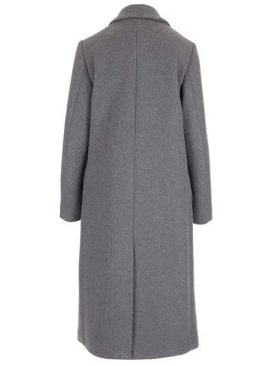 Loewe Wool And Cashmere Long Coat Coats Grey In Gray