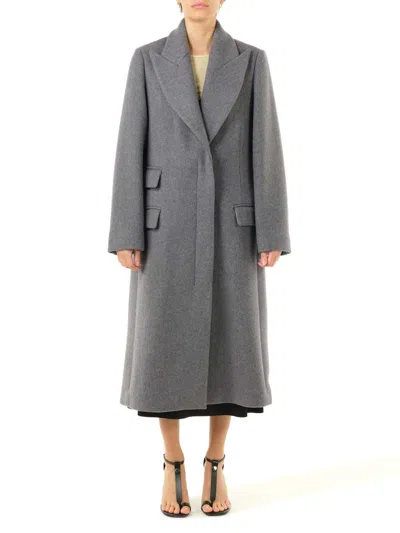 Loewe Wool And Cashmere Long Coat Coats Grey In Gray