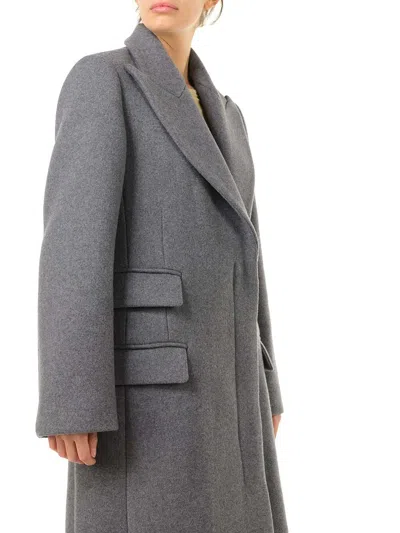 Loewe Wool And Cashmere Long Coat Coats Grey In Gray