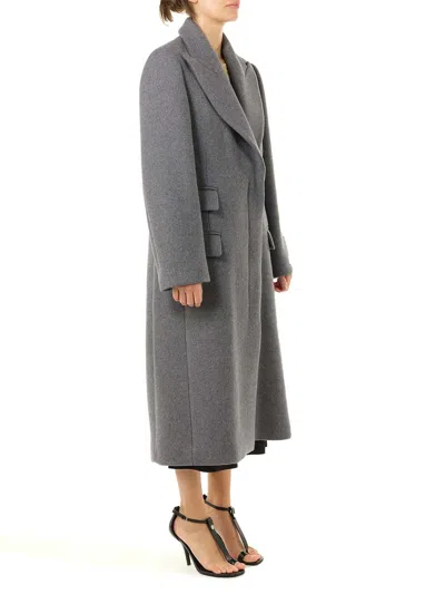 Loewe Wool And Cashmere Long Coat Coats Grey In Gray