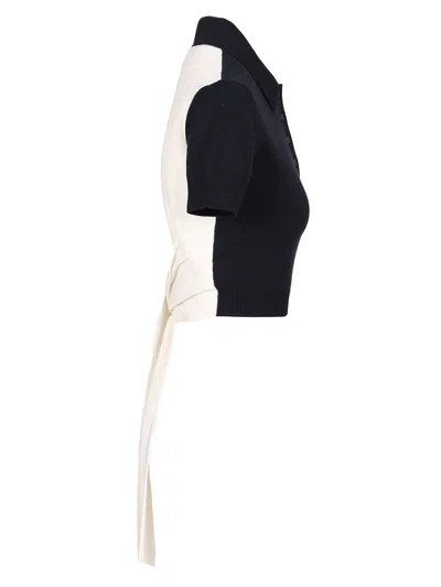 Loewe Cropped Polo Sweater In Silk