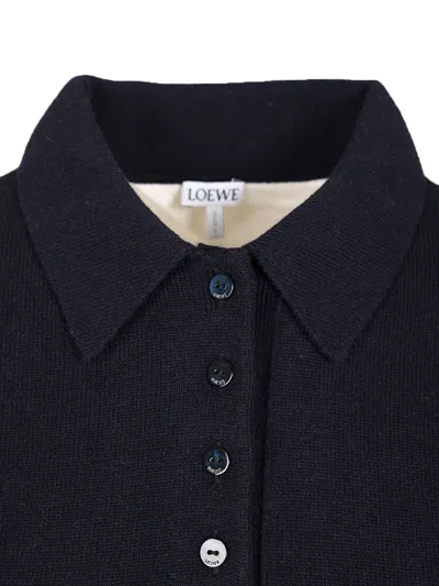Loewe Cropped Polo Sweater In Silk