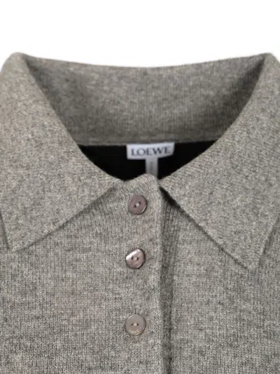 Loewe Wool And Cashmere Polo Shirt Grey In Gray
