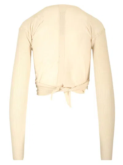 Rick Owens Wrap Top In Wool Knit Jackets White In Neutral
